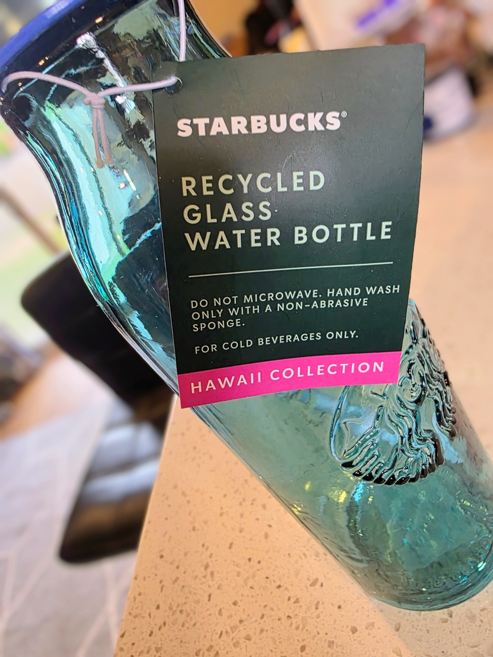Starbucks Recycled Glass Water Bottle - Teal (Hawaii Collection)